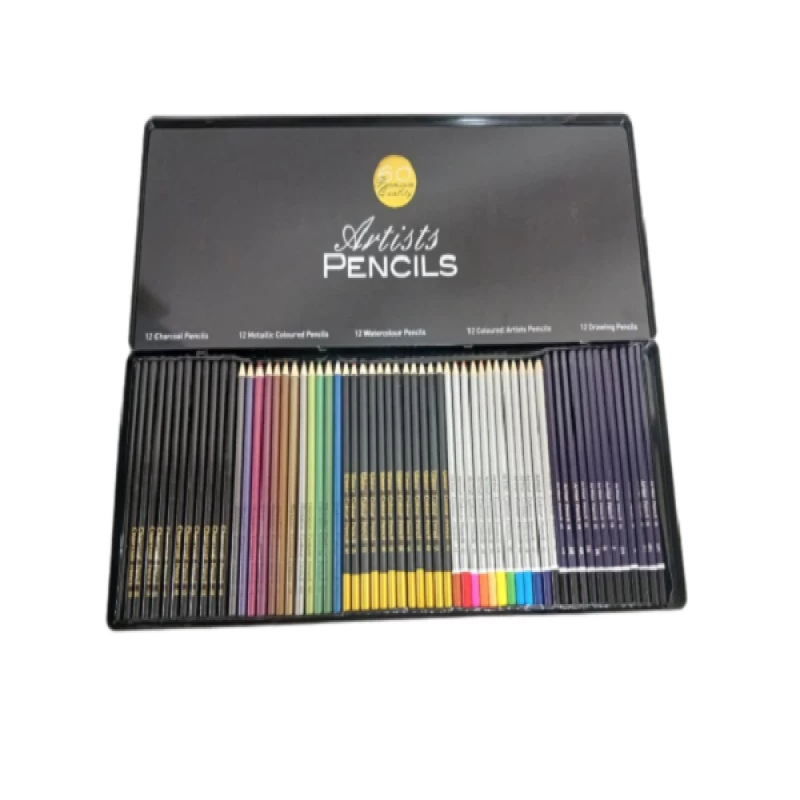 پک مداد 60 رنگ جعبه فلزی zele